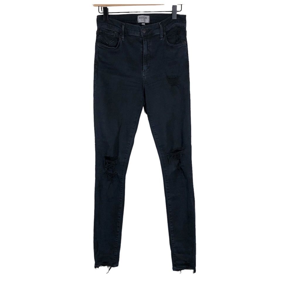 AGOLDE Sophie High Rise Skinny Jeans Ruthless Black Denim Size 27
